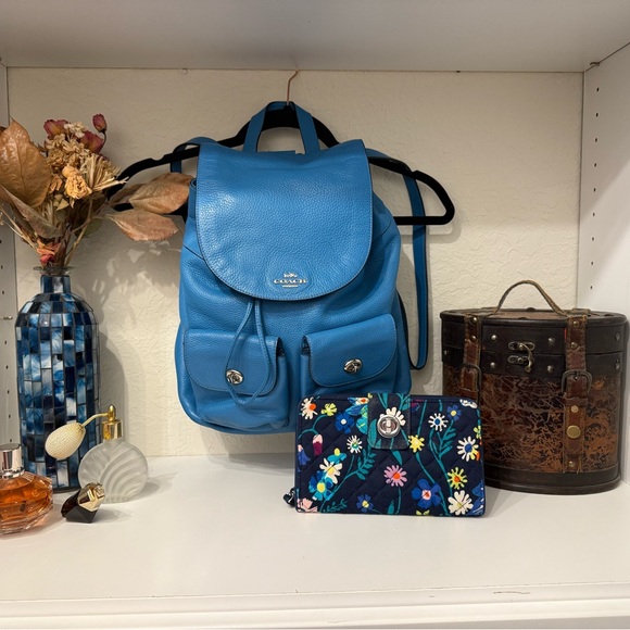 Blue Leather Backpack - Picture 1 of 10